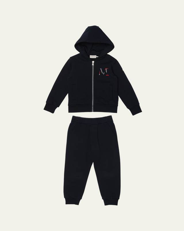 Boy's Embroidered M Hoodie & Joggers, Size 8-